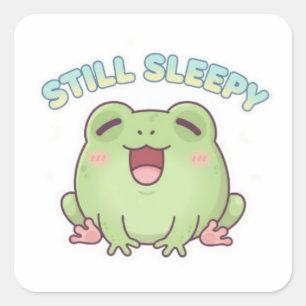 Still Sleepy Frog Sticker Cute Yawning Frog Meme K