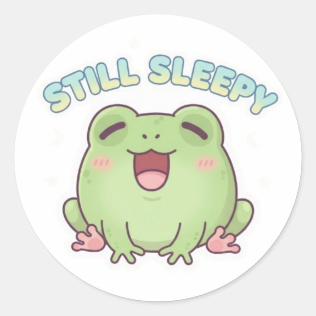 Still Sleepy Frog Sticker Cute Yawning Frog Meme K (Front)