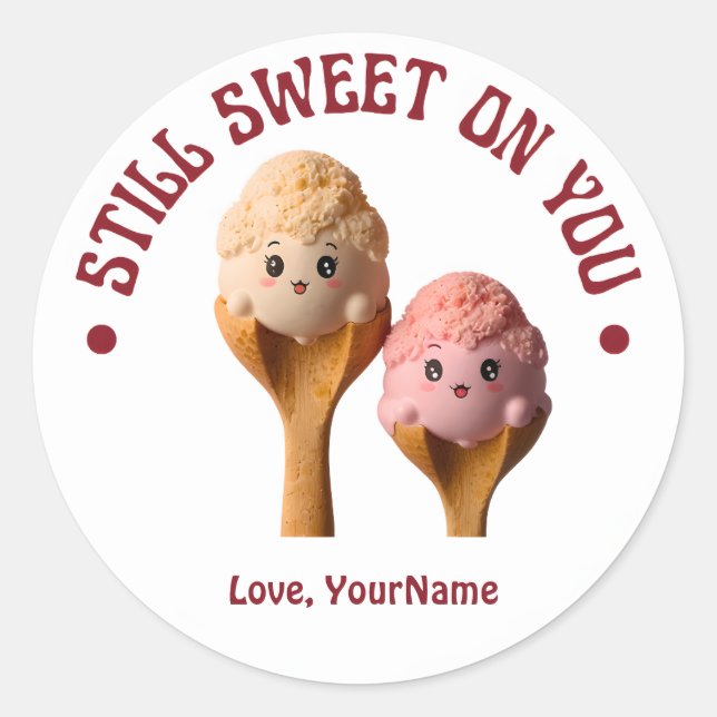 Still Sweet on You Cute Valentine Sticker (Front)