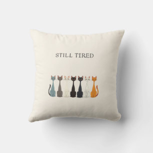 Still Tired Cats - Blue Cat Mom Graphic Reversible Cushion