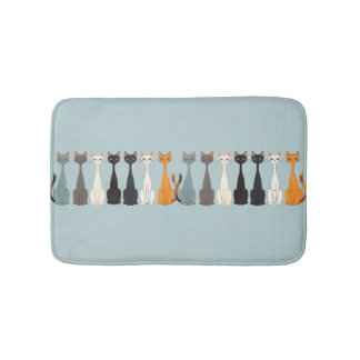 Still Tired Cats - Cat Mom Lover - Blue Graphic Bath Mat