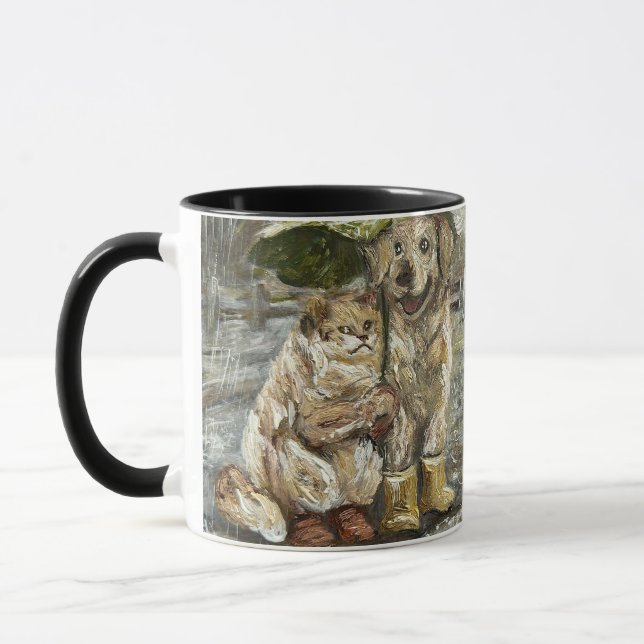 Still Together Whimsical Farmhouse Animals Rainy  Mug (Left)