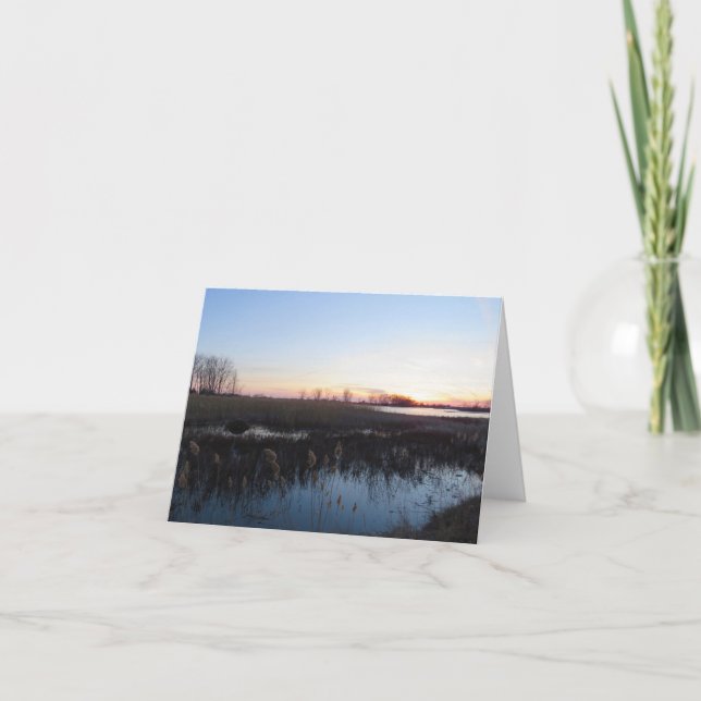 Still Water and Setting Sun - Blank Greeting Card (Front)