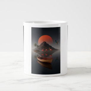 Still Water, Burning Sun Echoes at Dusk Where Sile Large Coffee Mug