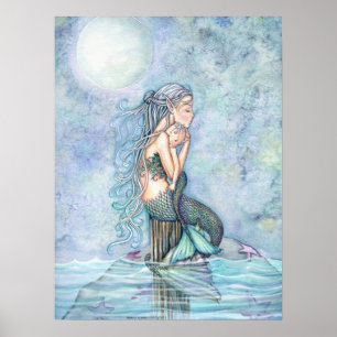 Still Waters Mermaid Mother and Baby Poster