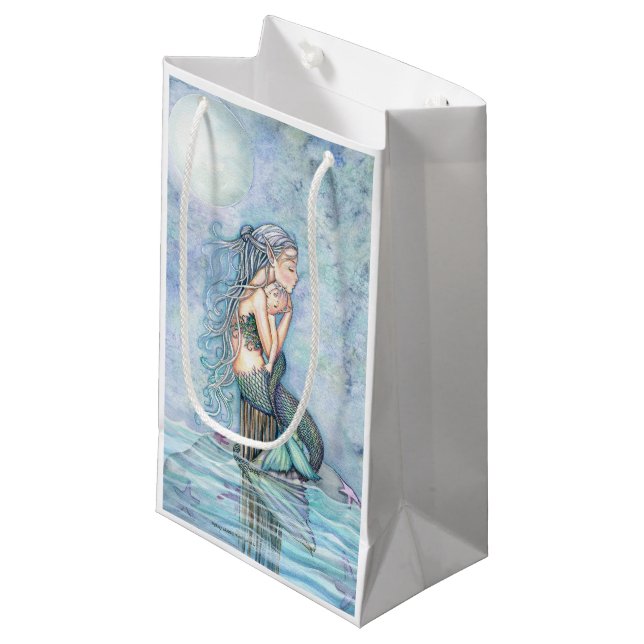 Still Waters Mermaid Mother and Infant Baby Shower Small Gift Bag (Front Angled)