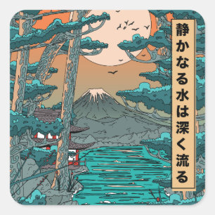 Still waters run deep. square sticker