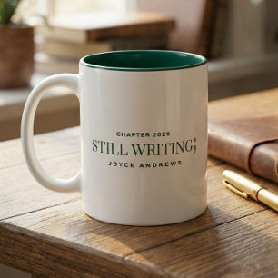 Still Writing Semicolon Custom Recovery Green Two-Tone Coffee Mug
