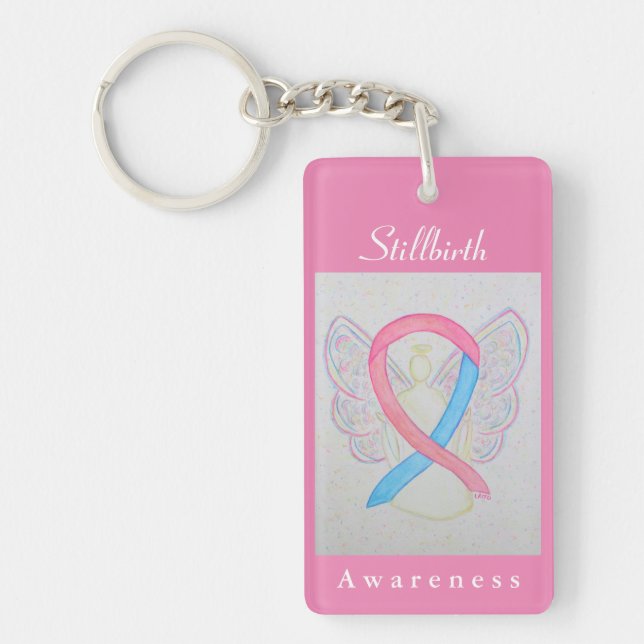 Stillbirth Awareness Ribbon Angel Keychain (Front)