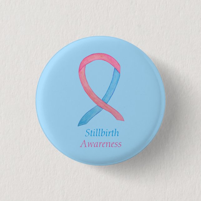 Stillbirth Awareness Ribbon Custom Art Pins (Front)