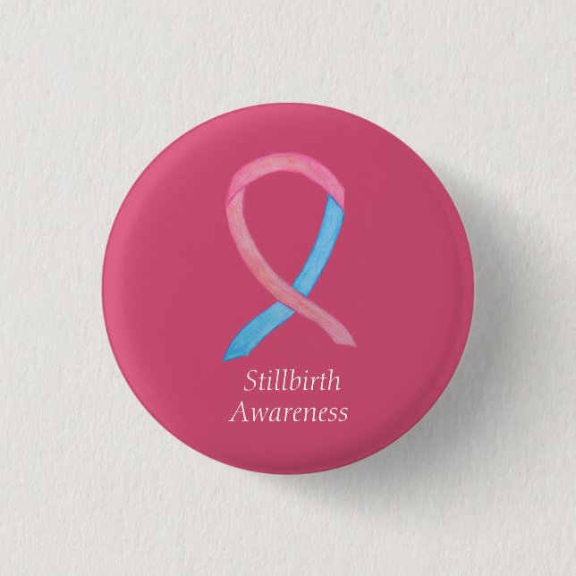 Stillbirth Awareness Ribbon Custom Art Pins (Front)