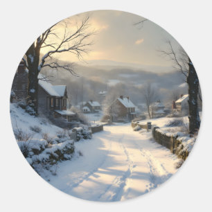 Stillness After Snowfall – Winter Landscape Classic Round Sticker