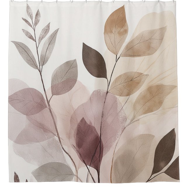 Stillness in Motion Warm Minimalist Design Shower Curtain (Front)