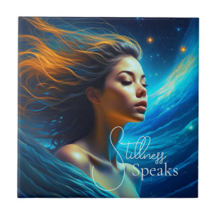 Stillness Speaks Meditation Celestial Art Ceramic Tile