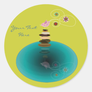 Stillness, zen bird in meditation classic round sticker