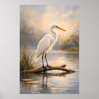 Stillwater Egret | Coastal Wildlife | Poster
