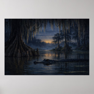Stillwater Gator Bayou Wildlife Art Poster