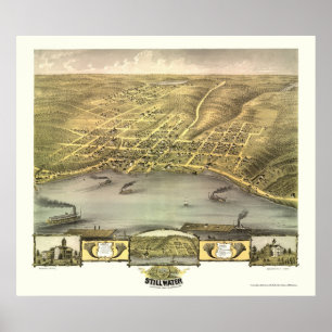 Stillwater, MN Panoramic Map - 1870 Poster