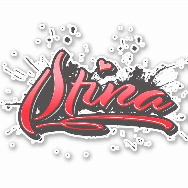 Stina red Heart Graffiti Decal Sticker (Front)