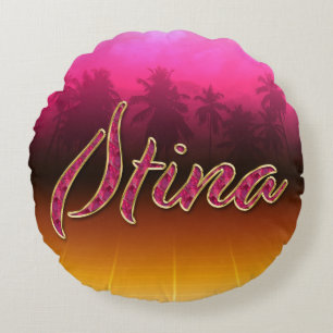 Stina Vorname Name golden pink Kissen Round Cushion