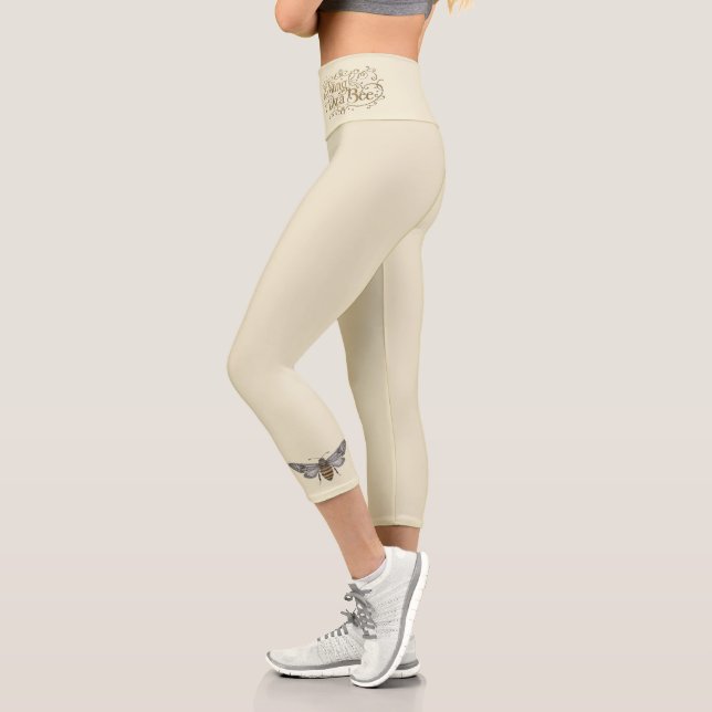 Sting Like A Bee Antique Cream Fairytale GirlPower Capri Leggings (Left)