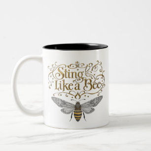 Sting Like A Bee Art Vintage Fairytale Girl Power Two-Tone Coffee Mug