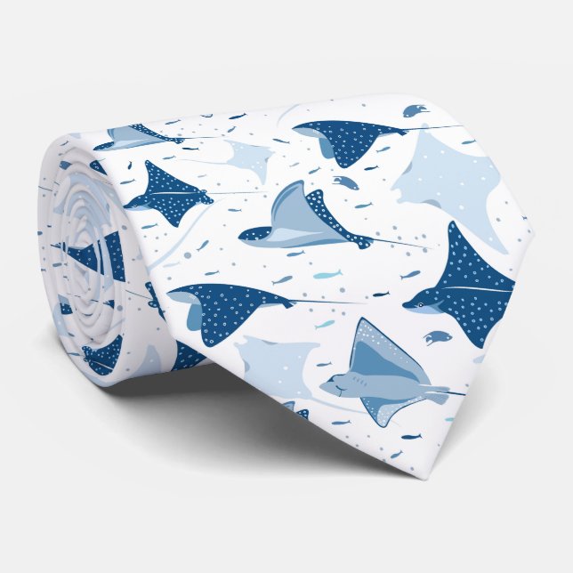 Sting ray manta ray fish pattern tie (Rolled)