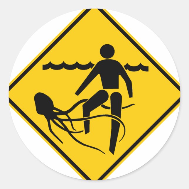 Stinging Marine Life Warning Sign, Australia Classic Round Sticker (Front)