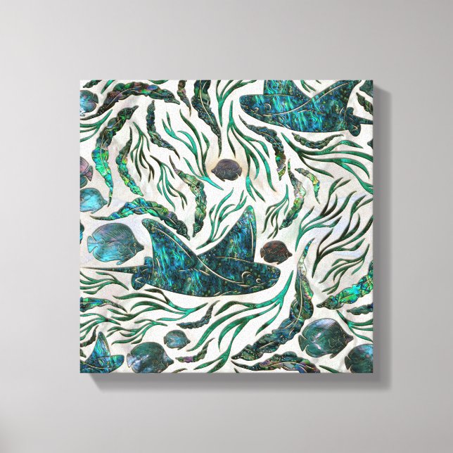 Stingray and Scat fish pattern Abalone Canvas Print (Front)