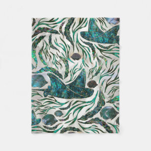 Stingray and Scat fish pattern Abalone Fleece Blanket