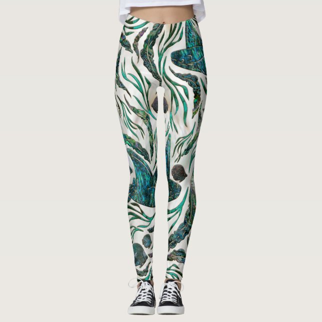 Stingray and Scat fish pattern Abalone Leggings (Front)