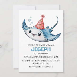 Stingray Birthday Party Invitation Invite Pool