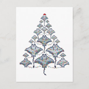 Stingray Christmas Tree Santa Hat Christmas Lights Postcard
