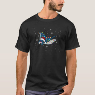 Stingray Fish Xmas Lighting Reindeer Hat Stingray T-Shirt