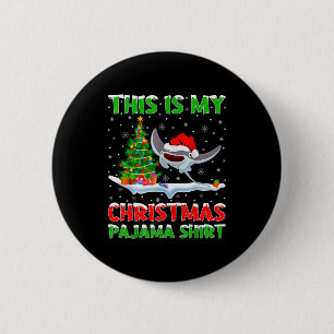 Stingray Fish Xmas Tree Lights This Is My Christma 6 Cm Round Badge