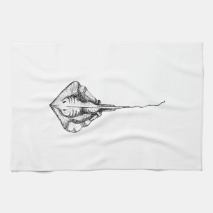 Stingray Illustration Tea Towel