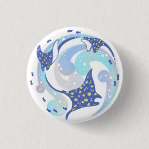 Stingray in Ocean Illustration 3 Cm Round Badge