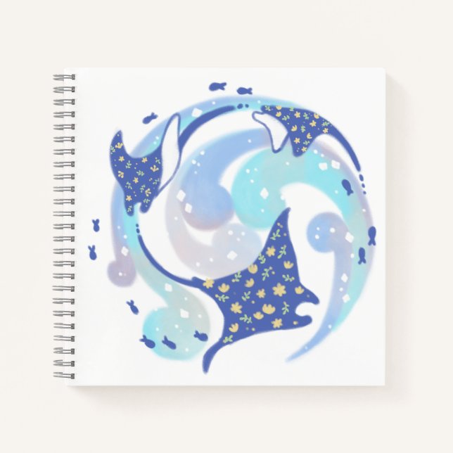Stingray in Ocean Illustration Notebook (Front)