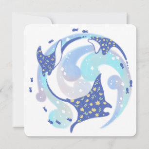 Stingray in Ocean Illustration Thank You Card
