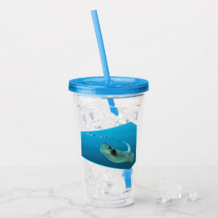 Stingray moving! Design gradient blue background Acrylic Tumbler