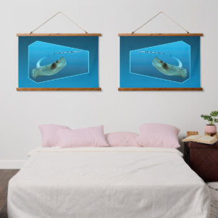 Stingray moving! Design gradient blue background Hanging Tapestry