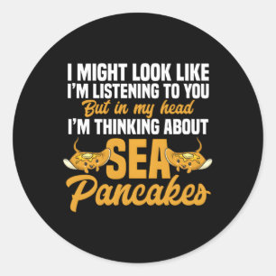 Stingray Ocean Ta Ray Thinking About Sea Pancakes Classic Round Sticker