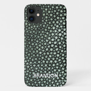 Stingray Skin Green Print Name Personalized iPhone 11 Case