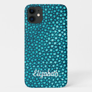 Stingray Skin Turquoise Print Name Personalised iPhone 11 Case