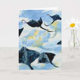 Stingray Watercolor Ballet Folded Greeting Card