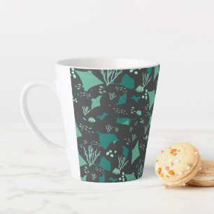 Stingrays Ocean Reef Pattern on Grey Latte Mug