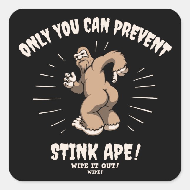 Stink Ape Wipe Out Square Sticker (Front)