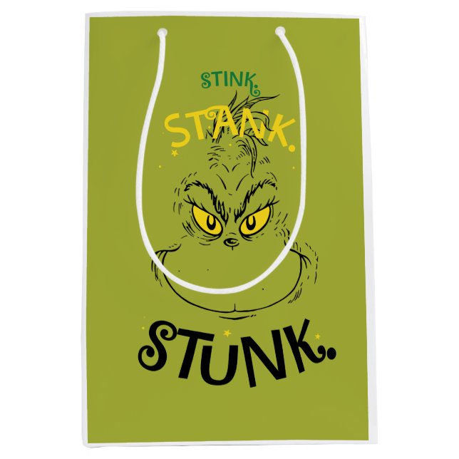 Stink Stank Stunk Mister Grinch Quote Medium Gift Bag (Front)