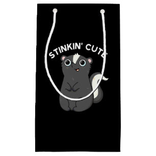 Stinkin Cute Funny Skunk Pun Dark BG Small Gift Bag