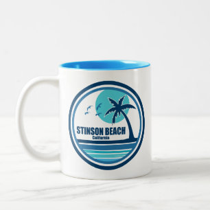 Stinson Beach California Palm Tree Birds Two-Tone Coffee Mug